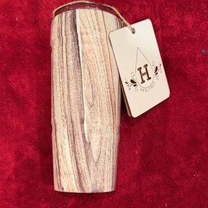 New Heritage Natural Wood Grain Thermos- Cream and Brown